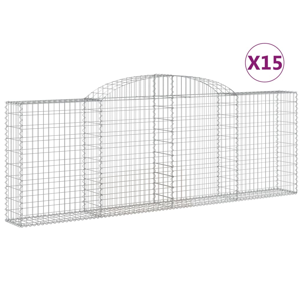 vidaXL Paniers à gabions arqués 15 pcs 300x30x100/120 cm fer galvanisé