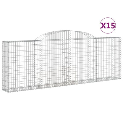 vidaXL Paniers à gabions arqués 15 pcs 300x30x100/120 cm fer galvanisé