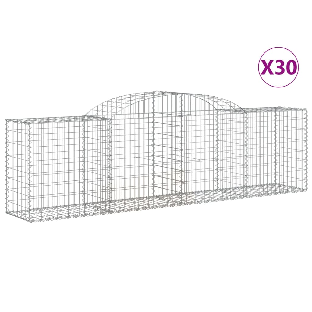vidaXL Paniers à gabions arqués 30 pcs 300x50x80/100 cm fer galvanisé