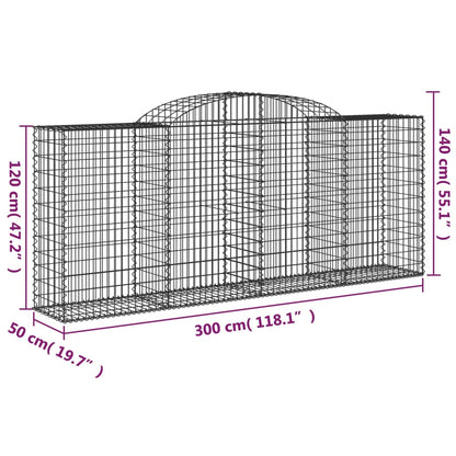 vidaXL Paniers à gabions arqués 17 pcs 300x50x120/140 cm fer galvanisé