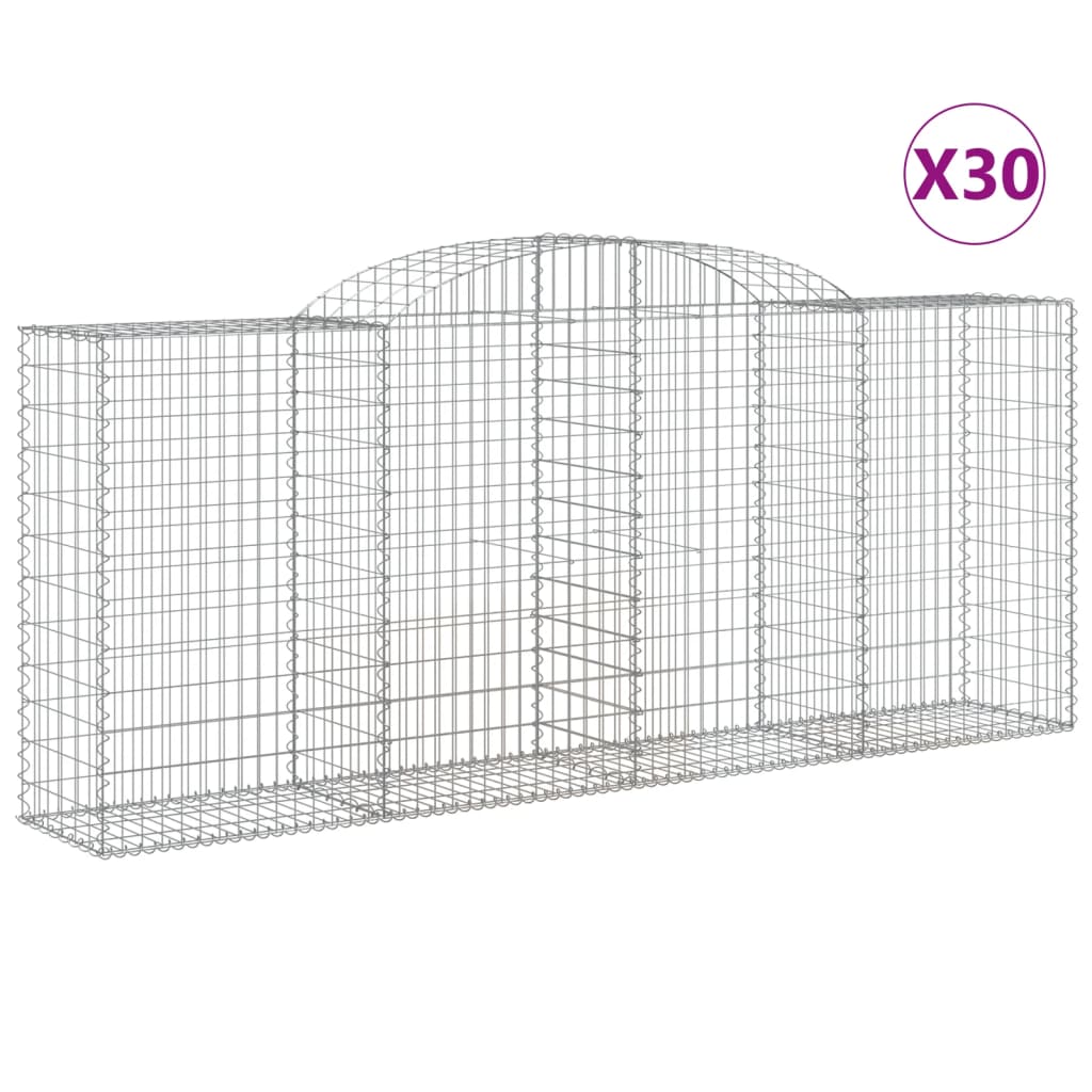 vidaXL Paniers à gabions arqués 30 pcs 300x50x120/140 cm fer galvanisé