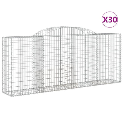 vidaXL Paniers à gabions arqués 30 pcs 300x50x120/140 cm fer galvanisé