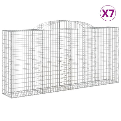 vidaXL Paniers à gabions arqués 7 pcs 300x50x140/160 cm fer galvanisé