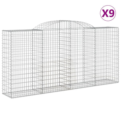 vidaXL Paniers à gabions arqués 9 pcs 300x50x140/160 cm fer galvanisé
