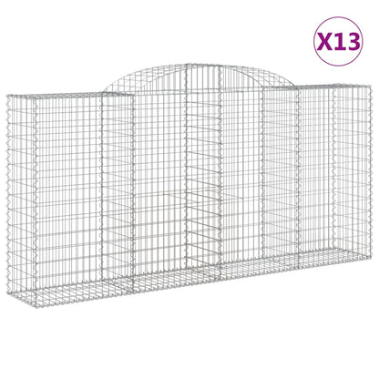 vidaXL Paniers à gabions arqués 13 pcs 300x50x140/160 cm fer galvanisé