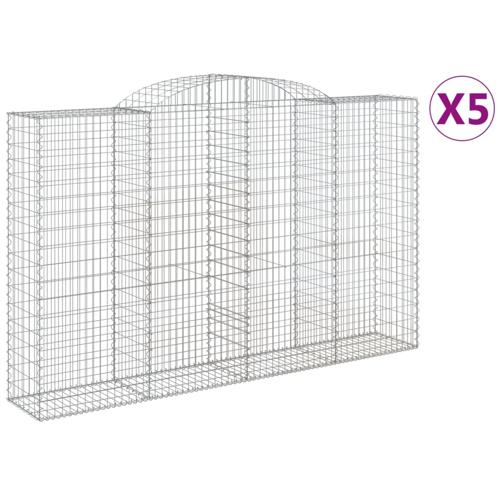 vidaXL Paniers à gabions arqués 5 pcs 300x50x180/200 cm fer galvanisé