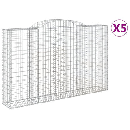 vidaXL Paniers à gabions arqués 5 pcs 300x50x180/200 cm fer galvanisé