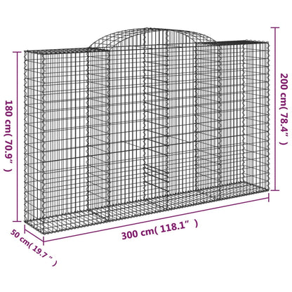 vidaXL Paniers à gabions arqués 5 pcs 300x50x180/200 cm fer galvanisé