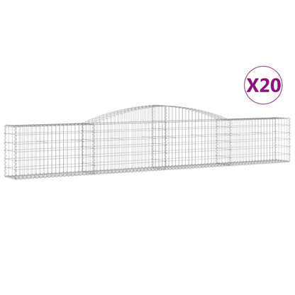 vidaXL Paniers à gabions arqués 20 pcs 400x30x60/80 cm Fer galvanisé