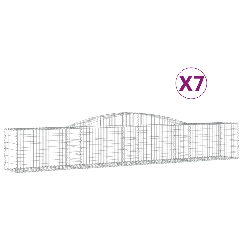 vidaXL Paniers à gabions arqués 7 pcs 400x50x60/80 cm Fer galvanisé