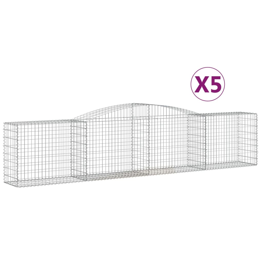 vidaXL Paniers à gabions arqués 5 pcs 400x50x80/100 cm Fer galvanisé