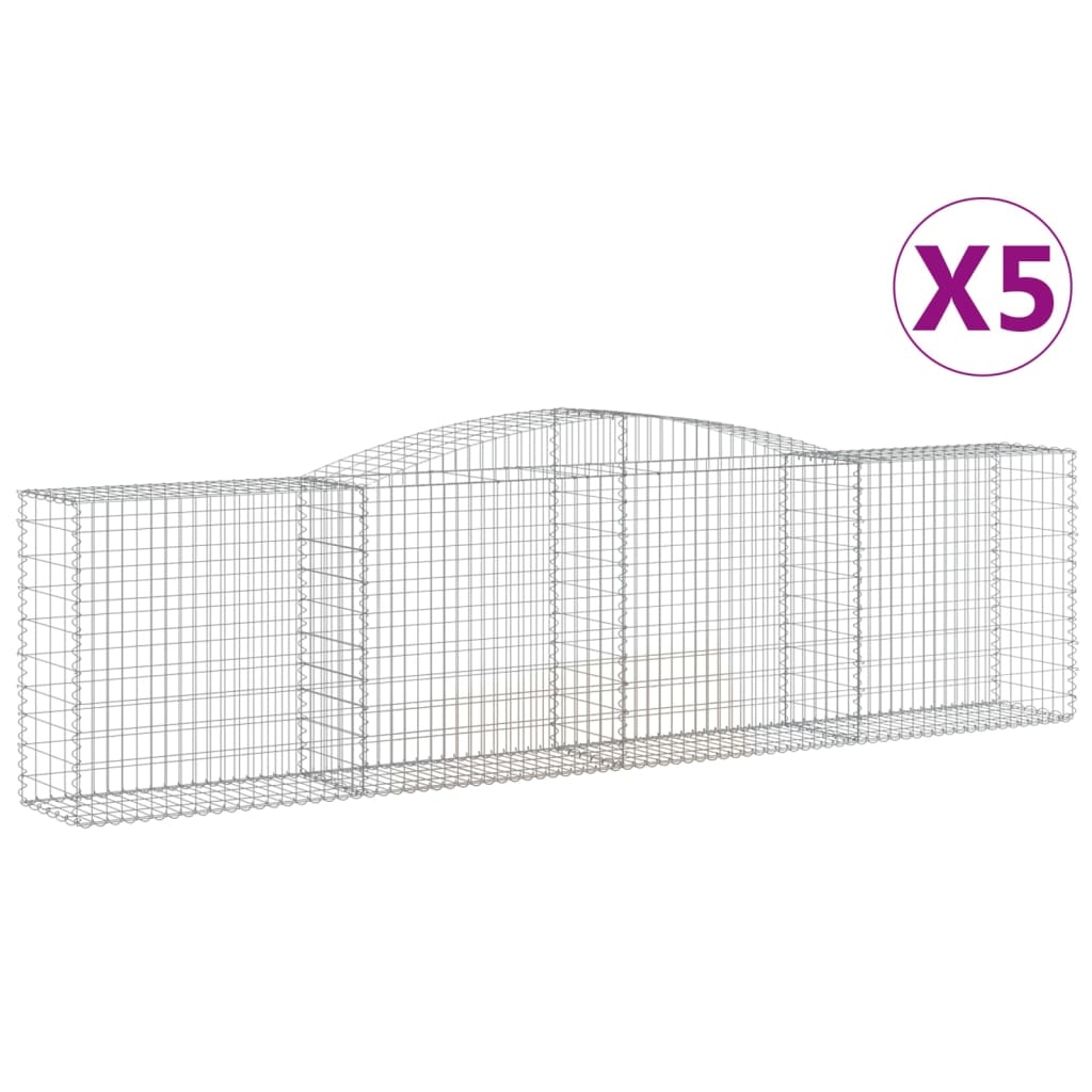 vidaXL Paniers à gabions arqués 5 pcs 400x50x100/120 cm Fer galvanisé