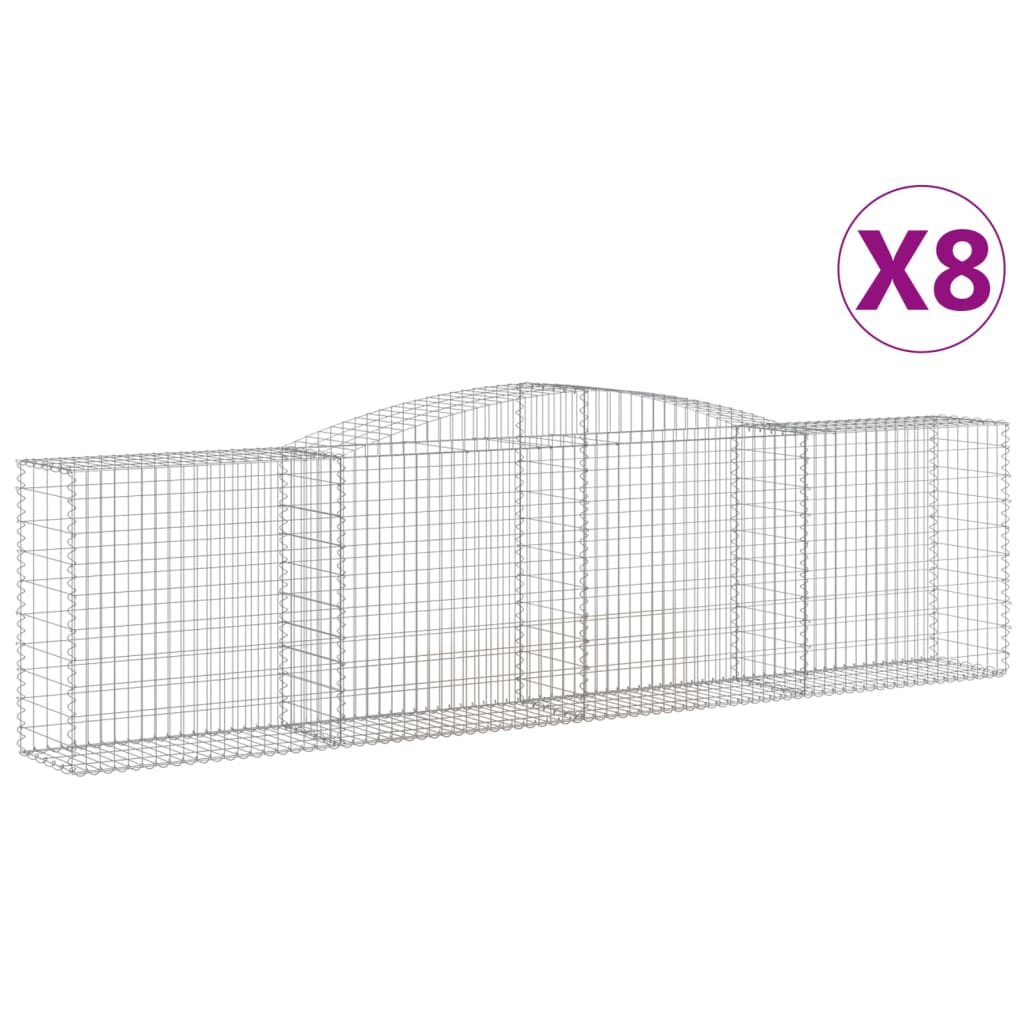 vidaXL Paniers à gabions arqués 8 pcs 400x50x100/120 cm Fer galvanisé