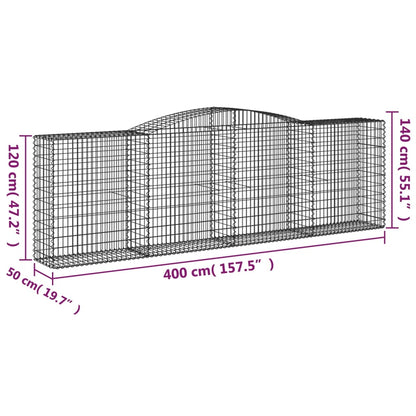 vidaXL Paniers à gabions arqués 20 pcs 400x50x120/140 cm Fer galvanisé