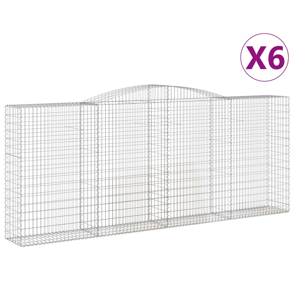 vidaXL Paniers à gabions arqués 6 pcs 400x50x160/180 cm fer galvanisé