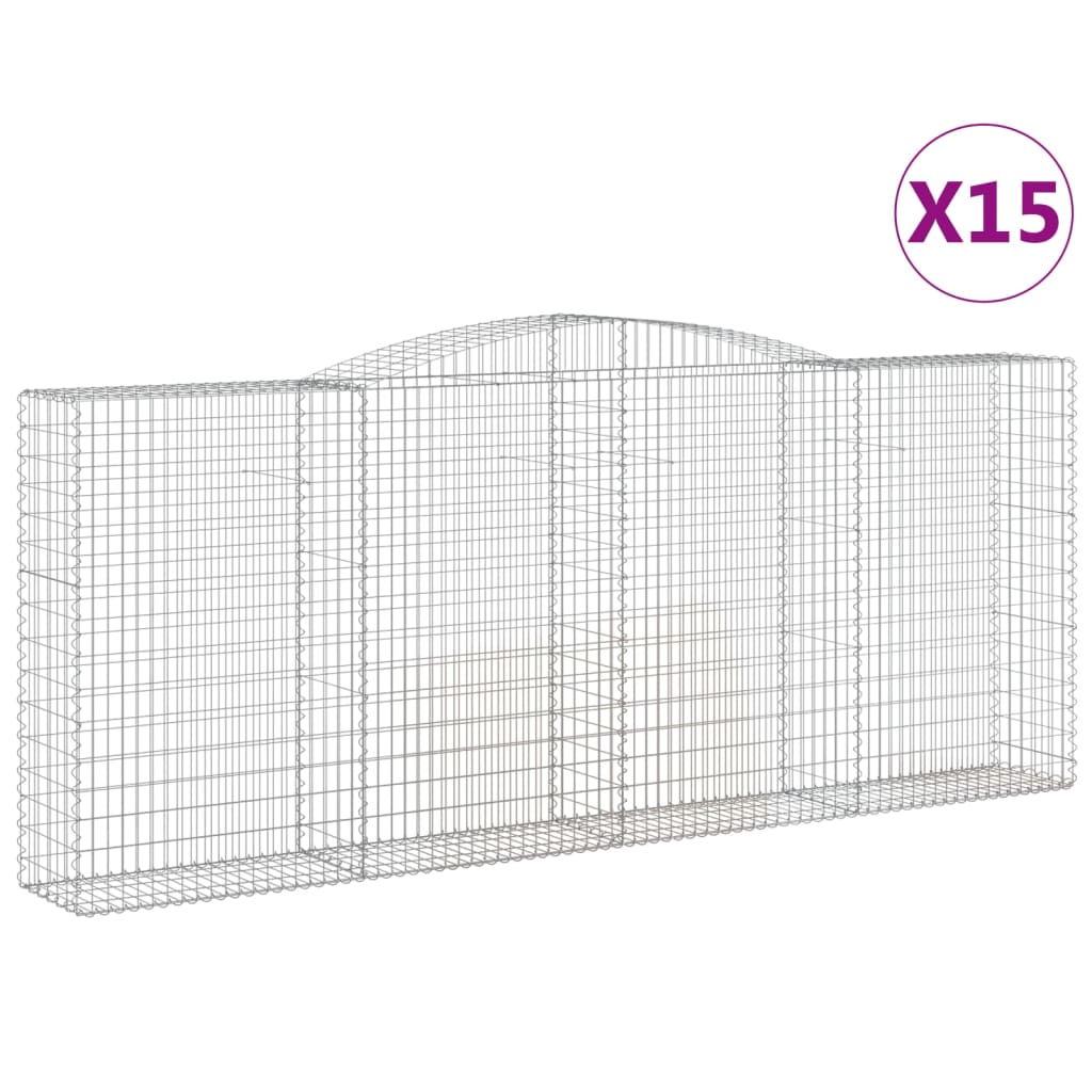 vidaXL Paniers à gabions arqués 15 pcs 400x50x160/180 cm fer galvanisé