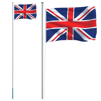 vidaXL Drapeau du Royaume-Uni et mât 6,23 m Aluminium