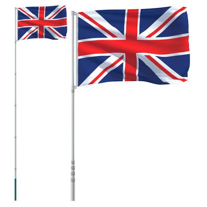 vidaXL Drapeau du Royaume-Uni et mât 5,55 m Aluminium