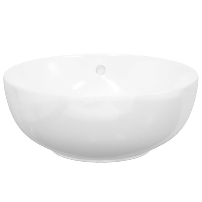 vidaXL Lavabo blanc 44x17 cm céramique rond