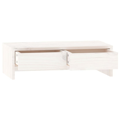 vidaXL Support de moniteur Blanc 50x27x15 cm Bois de pin solide