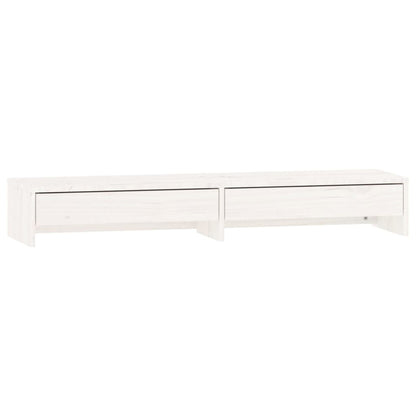 vidaXL Support de moniteur Blanc 100x27x15 cm Bois de pin solide