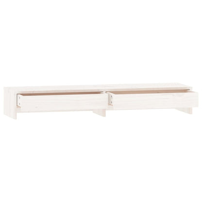 vidaXL Support de moniteur Blanc 100x27x15 cm Bois de pin solide