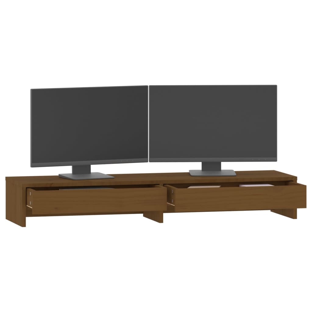 vidaXL Support de moniteur Marron miel 100x27x15 cm Bois de pin solide