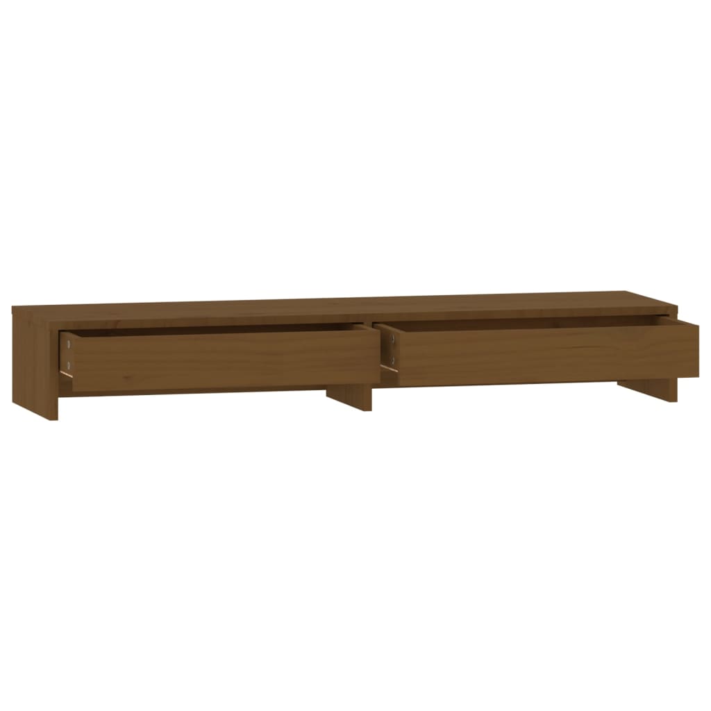 vidaXL Support de moniteur Marron miel 100x27x15 cm Bois de pin solide