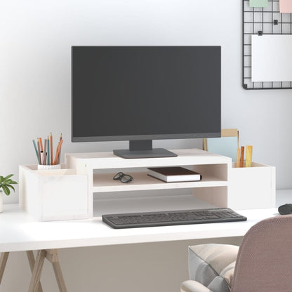 vidaXL Support de moniteur Blanc 70x27,5x15 cm Bois de pin solide