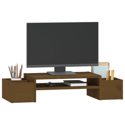 vidaXL Support de moniteur Marron miel 70x27,5x15cm Bois de pin solide