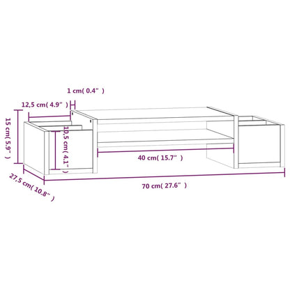 vidaXL Support de moniteur Marron miel 70x27,5x15cm Bois de pin solide