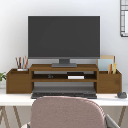 vidaXL Support de moniteur Marron miel 70x27,5x15cm Bois de pin solide