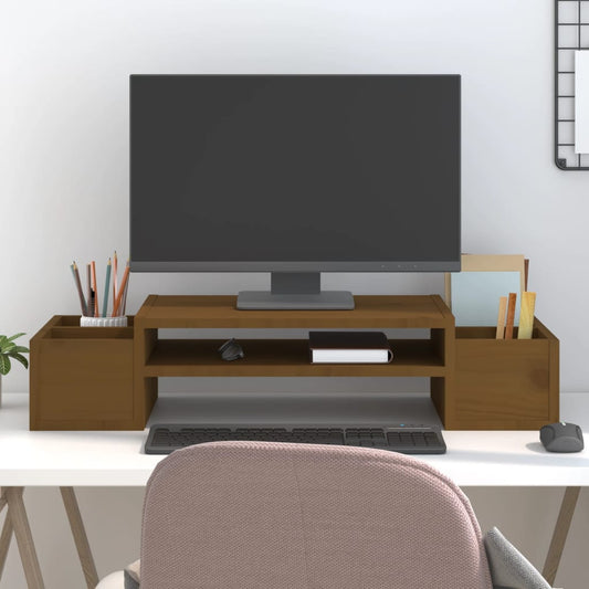 vidaXL Support de moniteur Marron miel 70x27,5x15cm Bois de pin solide