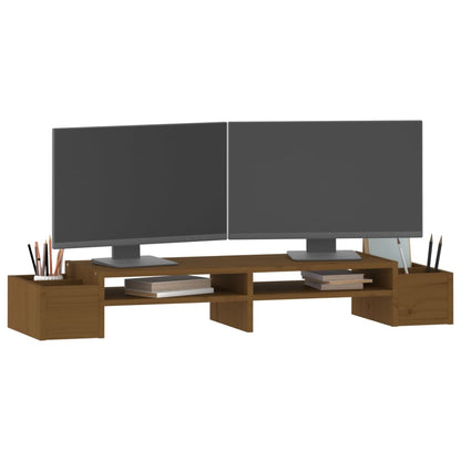 vidaXL Support de moniteur Marron miel 100x27,5x15 cm Bois pin solide