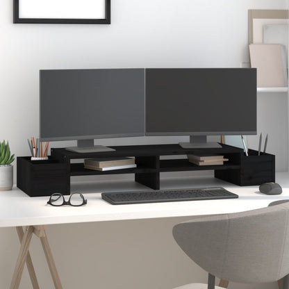 vidaXL Support de moniteur Noir 100x27,5x15 cm Bois de pin solide
