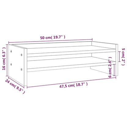 vidaXL Support de moniteur Gris 50x24x16 cm Bois de pin solide