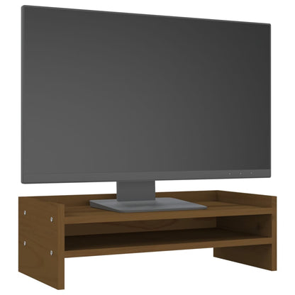 vidaXL Support de moniteur Marron miel 50x24x16 cm Bois de pin solide