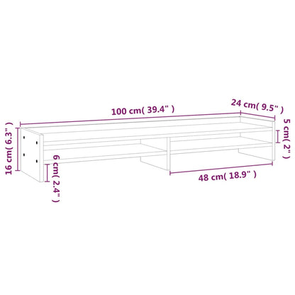 vidaXL Support pour moniteur 100x24x16 cm Bois de pin solide