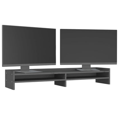 vidaXL Support de moniteur Gris 100x24x16 cm Bois de pin solide