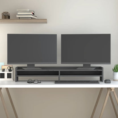 vidaXL Support de moniteur Gris 100x24x16 cm Bois de pin solide