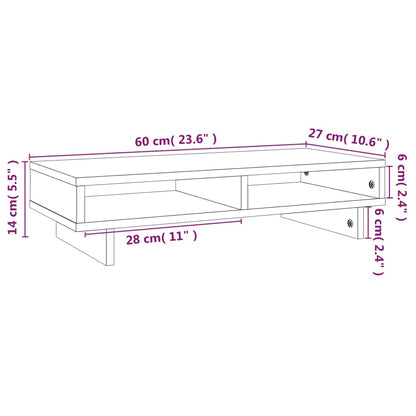 vidaXL Support de moniteur Marron miel 60x27x14 cm Bois de pin solide