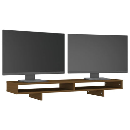 vidaXL Support de moniteur Marron miel 100x27x14 cm Bois de pin solide
