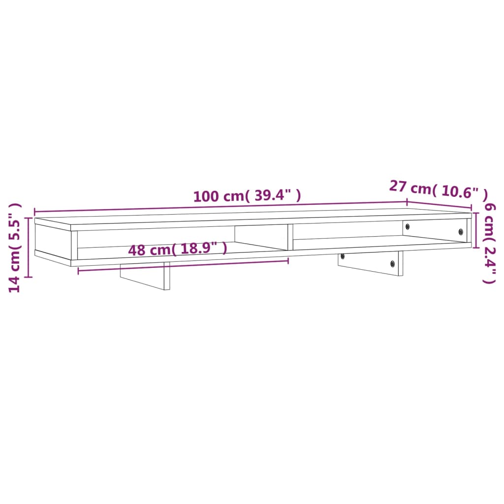 vidaXL Support de moniteur Marron miel 100x27x14 cm Bois de pin solide