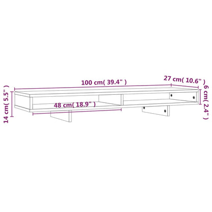 vidaXL Support de moniteur Marron miel 100x27x14 cm Bois de pin solide