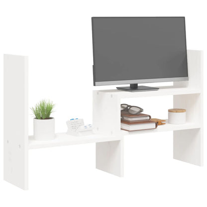 vidaXL Support pour moniteur Blanc (39-72)x17x43 cm Bois de pin solide