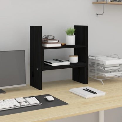 vidaXL Support pour moniteur Noir (39-72)x17x43 cm Bois de pin solide