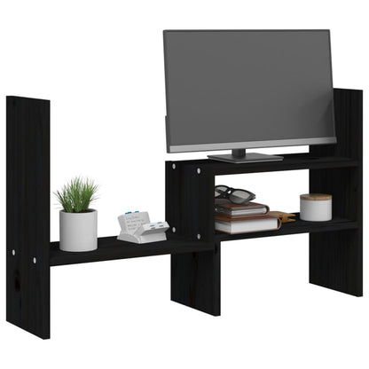 vidaXL Support pour moniteur Noir (39-72)x17x43 cm Bois de pin solide