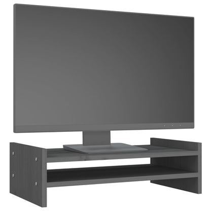 vidaXL Support de moniteur Gris 50x27x15 cm Bois de pin solide