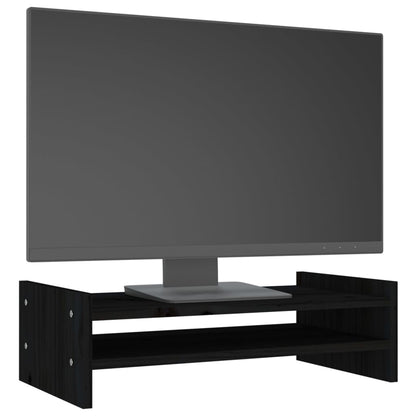 vidaXL Support de moniteur Noir 50x27x15 cm Bois de pin solide