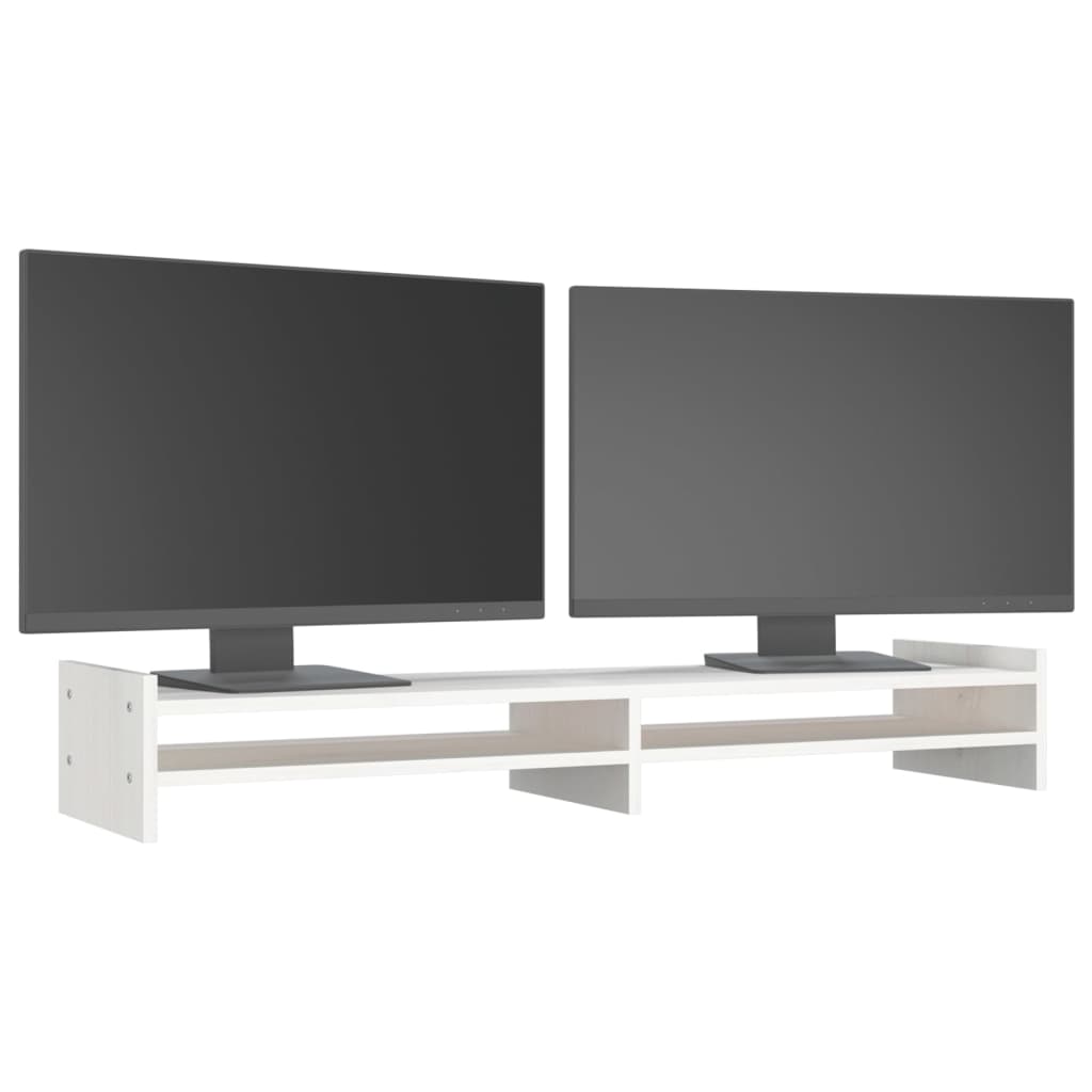 vidaXL Support de moniteur Blanc 100x27x15 cm Bois de pin solide